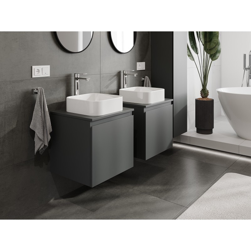Mexen Orio meuble de salle de bains sous le lavabo 50 cm avec plateau, 1 tiroir, graphite mat - 91A10-05047-1-BFC66