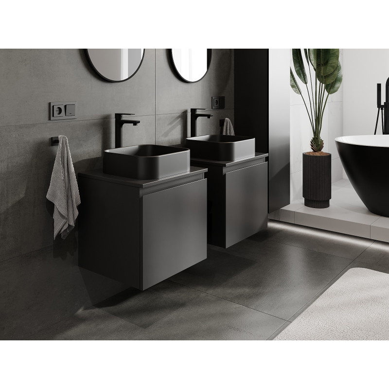 Mexen Orio meuble de salle de bain sous-vasque 50 cm avec plateau, 1 tiroir, noir mat - 91A10-05047-1-BFC71