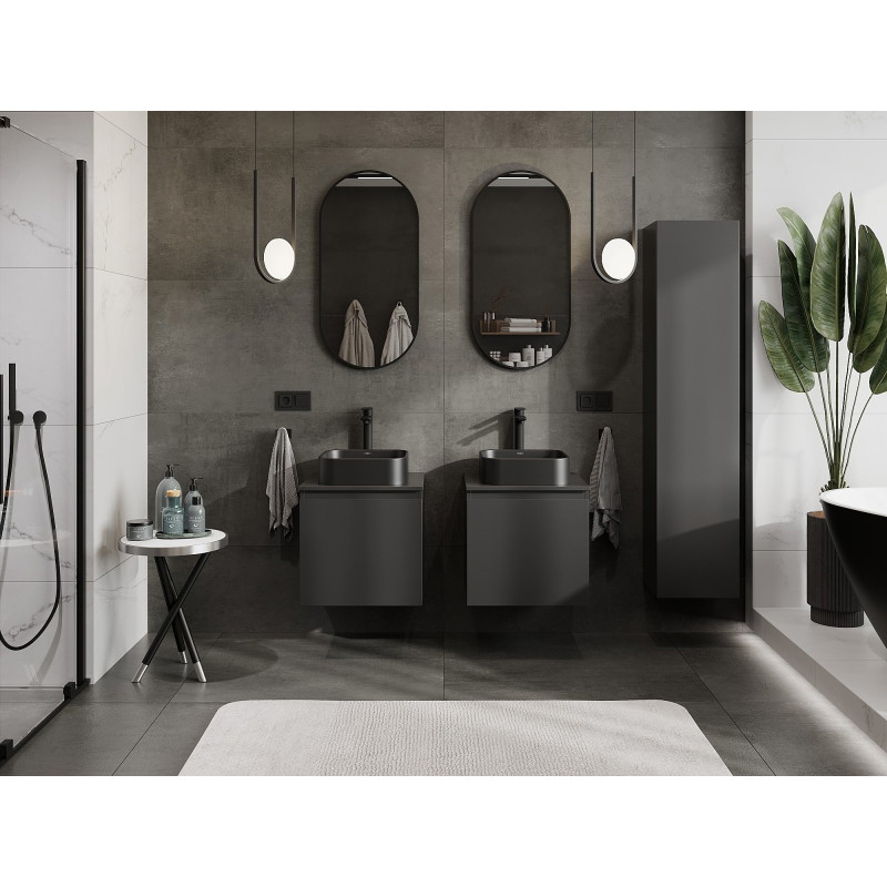 Mexen Orio meuble de salle de bain sous-vasque 50 cm avec plateau, 1 tiroir, noir mat - 91A10-05047-1-BFC71