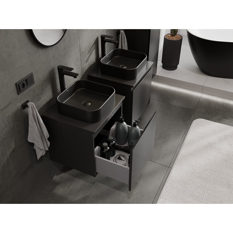 Mexen Orio meuble de salle de bain sous-vasque 50 cm avec plateau, 1 tiroir, noir mat - 91A10-05047-1-BFC71