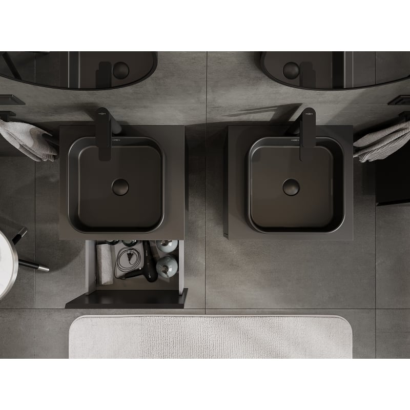 Mexen Orio meuble de salle de bain sous-vasque 50 cm avec plateau, 1 tiroir, noir mat - 91A10-05047-1-BFC71