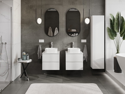 Mexen Orio meuble de salle de bain sous-lavabo 50 cm avec plateau, 2 tiroirs, blanc brillant - 91A10-05047-2-BFFC00