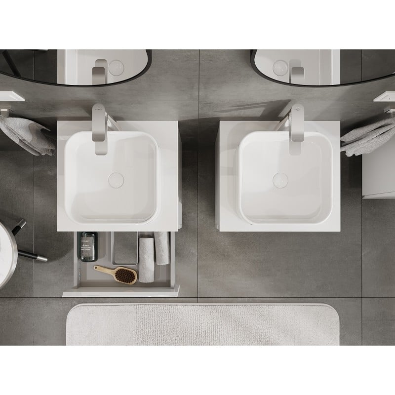 Mexen Orio meuble de salle de bain sous-lavabo 50 cm avec plateau, 2 tiroirs, blanc brillant - 91A10-05047-2-BFFC00