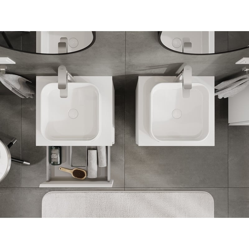 Mexen Orio meuble de salle de bain sous-lavabo 50 cm avec plateau, 2 tiroirs, blanc mat - 91A10-05047-2-BFFC01