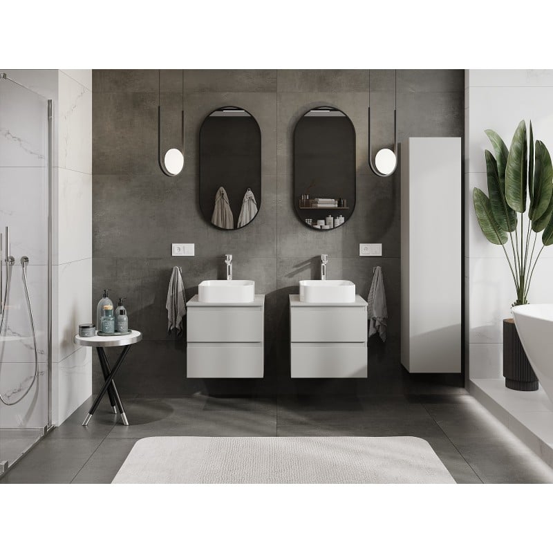 Mexen Orio armoire de salle de bain sous-lavabo 50 cm avec plateau, 2 tiroirs, gris mat - 91A10-05047-2-BFFC62