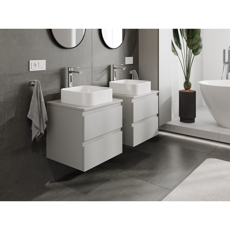 Mexen Orio armoire de salle de bain sous-lavabo 50 cm avec plateau, 2 tiroirs, gris mat - 91A10-05047-2-BFFC62