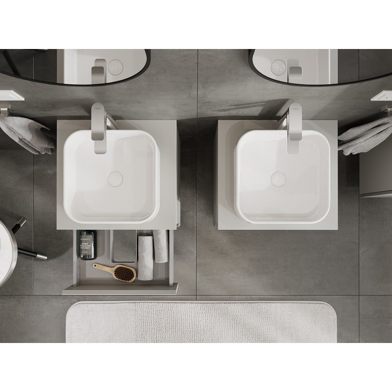 Mexen Orio armoire de salle de bain sous-lavabo 50 cm avec plateau, 2 tiroirs, gris mat - 91A10-05047-2-BFFC62