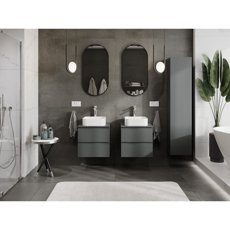 Mexen Orio meuble de salle de bain sous-lavabo 50 cm avec plateau, 2 tiroirs, graphite mat - 91A10-05047-2-BFFC66
