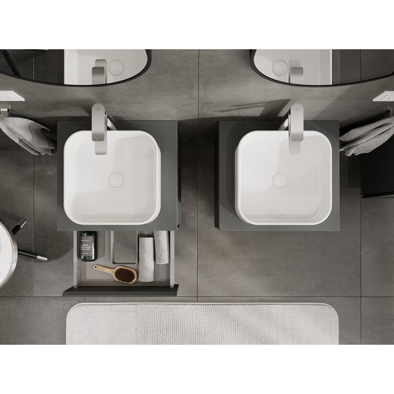 Mexen Orio meuble de salle de bain sous-lavabo 50 cm avec plateau, 2 tiroirs, graphite mat - 91A10-05047-2-BFFC66