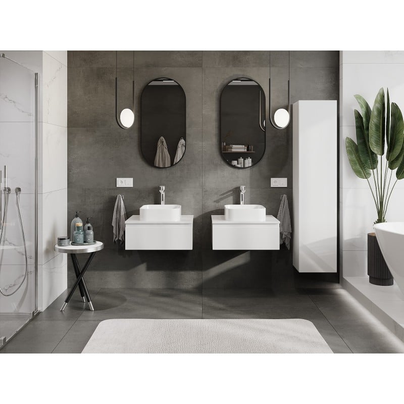 Mexen Orio meuble de salle de bains sous-lavabo 60 cm avec plateau, 1 tiroir, blanc brillant - 91A10-06023-1-BFC00