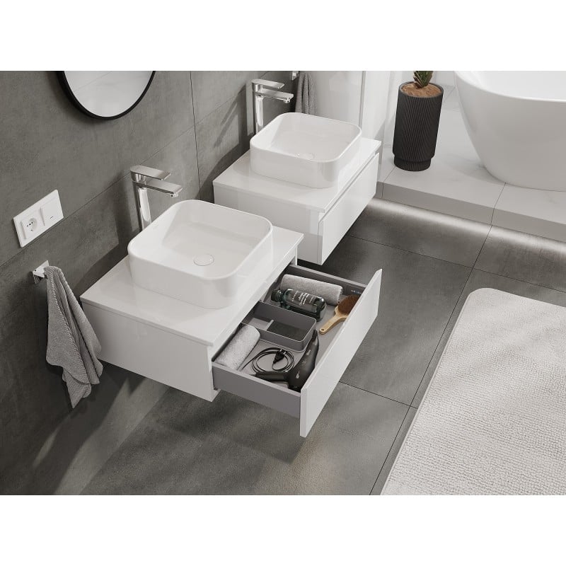 Mexen Orio meuble de salle de bains sous-lavabo 60 cm avec plateau, 1 tiroir, blanc brillant - 91A10-06023-1-BFC00