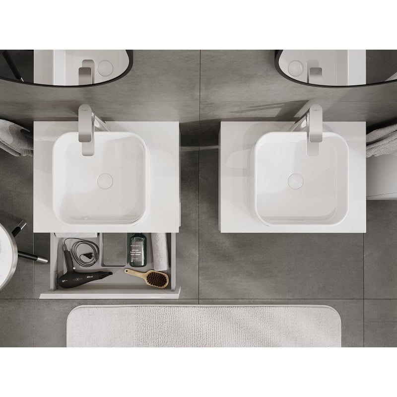 Mexen Orio meuble de salle de bains sous-lavabo 60 cm avec plateau, 1 tiroir, blanc brillant - 91A10-06023-1-BFC00