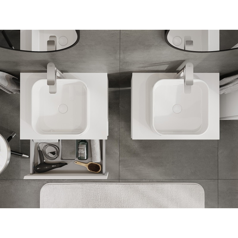 Mexen Orio armoire de salle de bain sous lavabo 60 cm avec plateau, 1 tiroir, blanc mat - 91A10-06023-1-BFC01