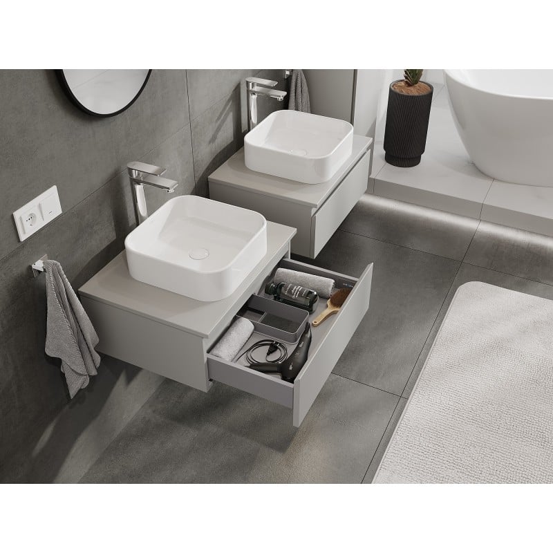 Mexen Orio meuble de salle de bain sous-vasque 60 cm avec plateau, 1 tiroir, gris mat - 91A10-06023-1-BFC62