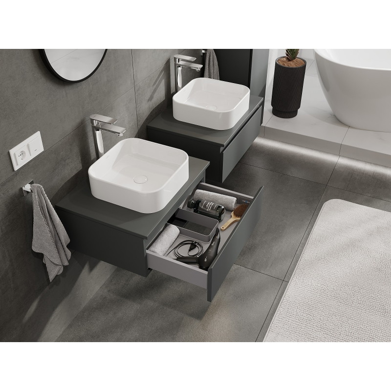 Mexen Orio meuble de salle de bain sous-vasque 60 cm avec plateau, 1 tiroir, graphite mat - 91A10-06023-1-BFC66