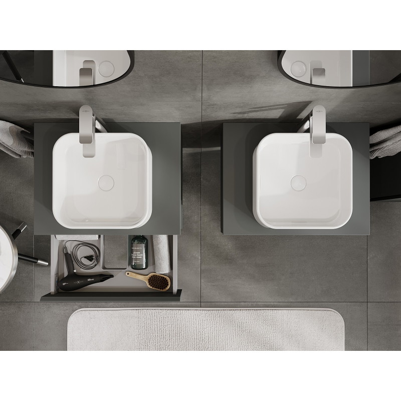 Mexen Orio meuble de salle de bain sous-vasque 60 cm avec plateau, 1 tiroir, graphite mat - 91A10-06023-1-BFC66