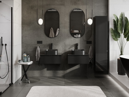 Mexen Orio meuble de salle de bain sous-lavabo 60 cm avec plateau, 1 tiroir, noir brillant - 91A10-06023-1-BFC70