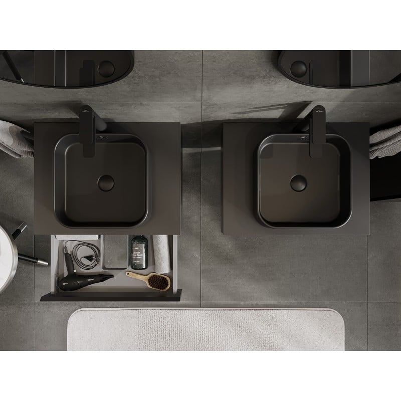 Mexen Orio meuble de salle de bain sous lavabo 60 cm avec plateau, 1 tiroir, noir mat - 91A10-06023-1-BFC71