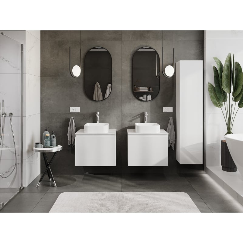 Mexen Orio meuble de salle de bain sous lavabo 60 cm avec plateau, 1 tiroir, blanc brillant - 91A10-06047-1-BFC00