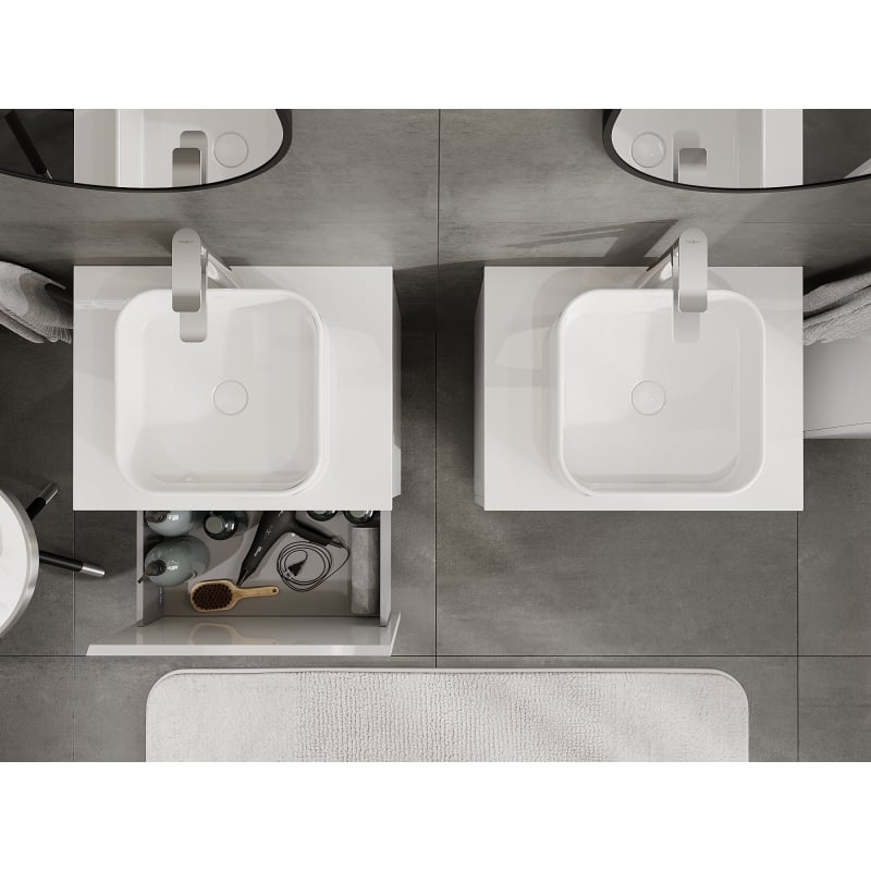 Mexen Orio meuble de salle de bain sous lavabo 60 cm avec plateau, 1 tiroir, blanc brillant - 91A10-06047-1-BFC00
