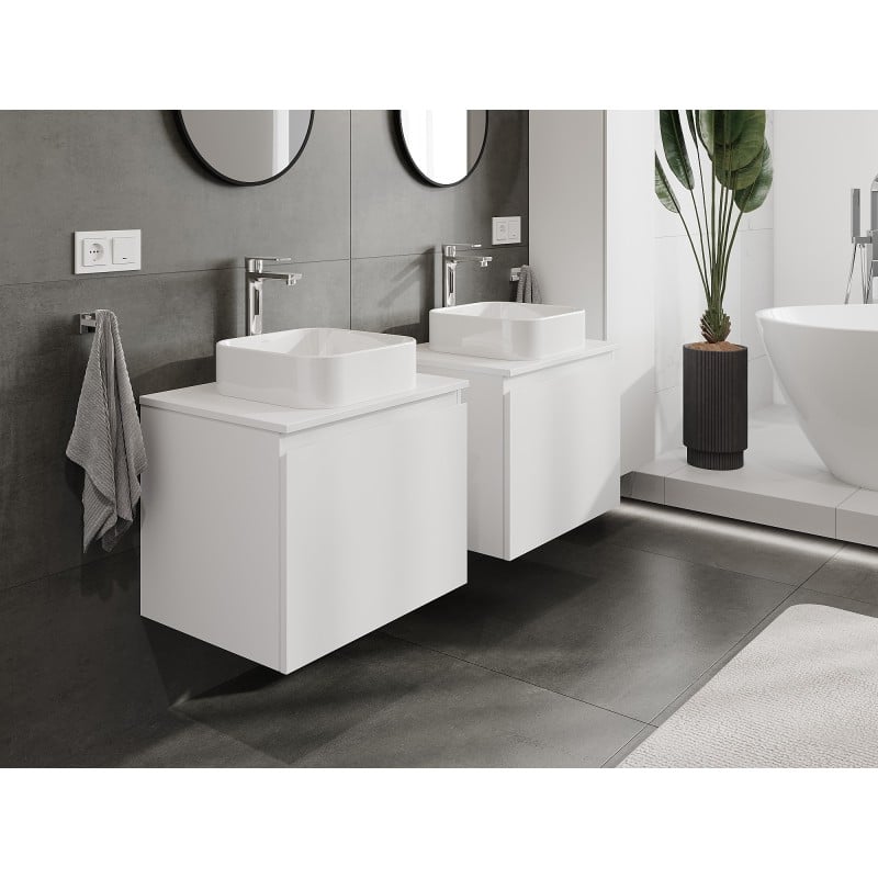 Mexen Orio armoire de salle de bain sous-lavabo 60 cm avec plateau, 1 tiroir, blanc mat - 91A10-06047-1-BFC01