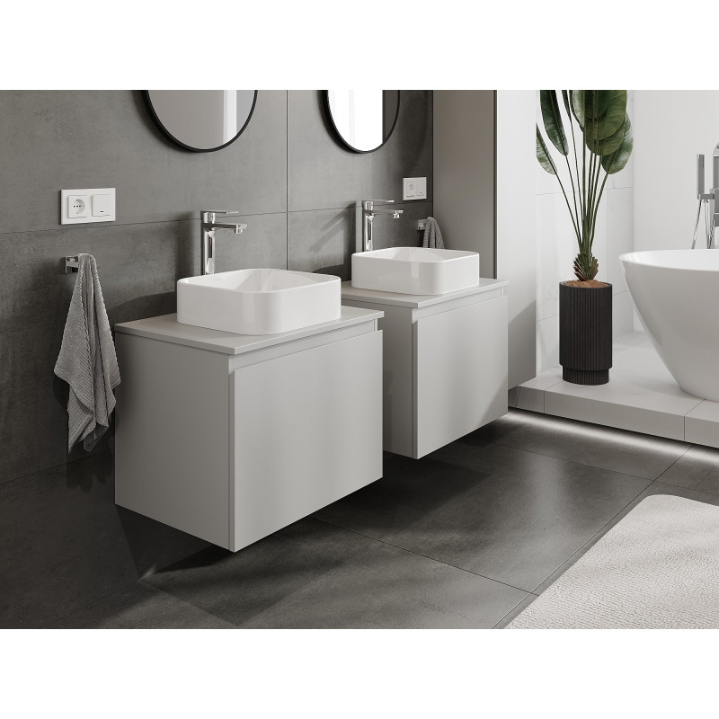 Mexen Orio armoire de salle de bains sous lavabo 60 cm avec plateau, 1 tiroir, gris mat - 91A10-06047-1-BFC62