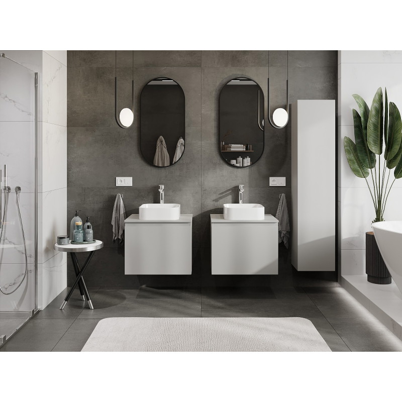 Mexen Orio armoire de salle de bains sous lavabo 60 cm avec plateau, 1 tiroir, gris mat - 91A10-06047-1-BFC62