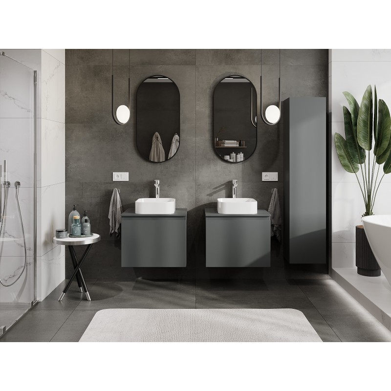 Mexen Orio armoire de salle de bains sous lavabo 60 cm avec plateau, 1 tiroir, graphite mat - 91A10-06047-1-BFC66