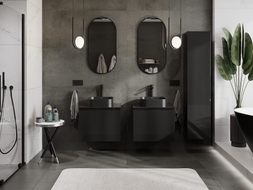Mexen Orio meuble de salle de bains sous-lavabo 60 cm avec plateau, 1 tiroir, noir brillant - 91A10-06047-1-BFC70