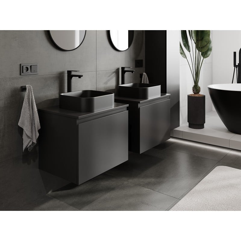 Mexen Orio meuble de salle de bain sous lavabo 60 cm avec plateau, 1 tiroir, noir mat - 91A10-06047-1-BFC71