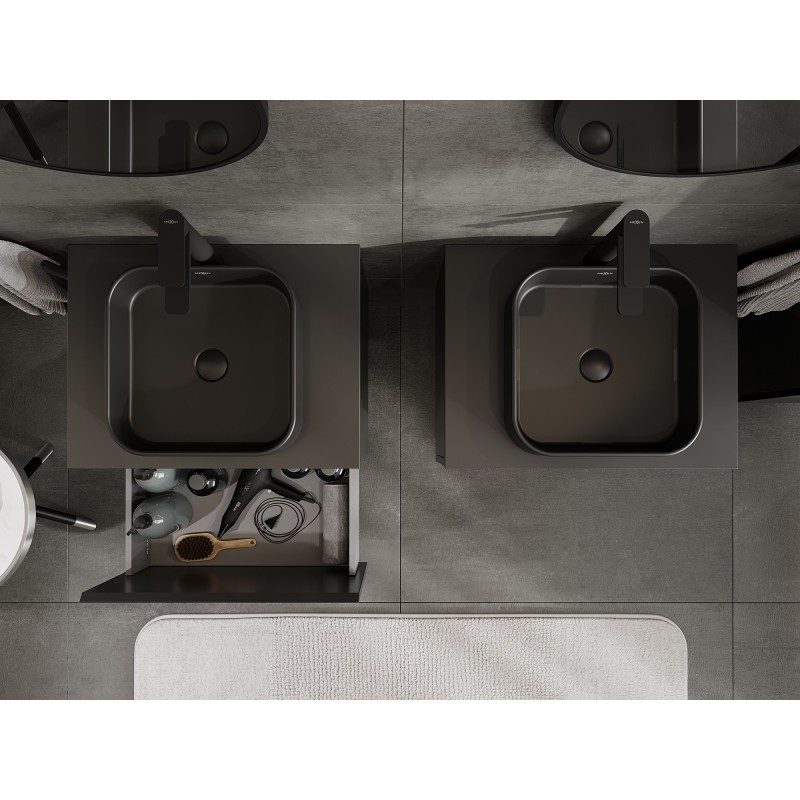 Mexen Orio meuble de salle de bain sous lavabo 60 cm avec plateau, 1 tiroir, noir mat - 91A10-06047-1-BFC71