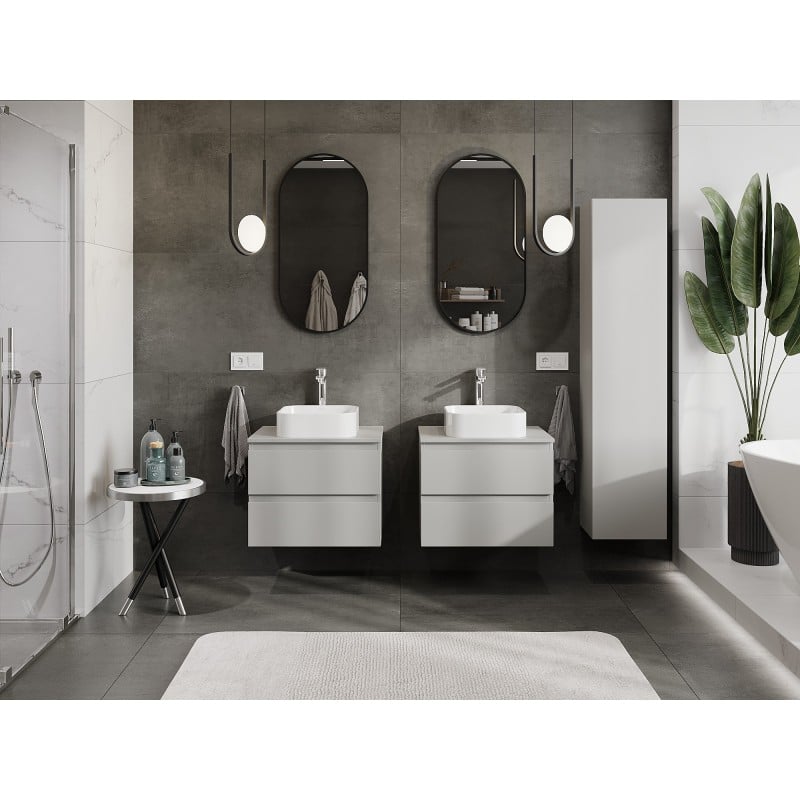Mexen Orio meuble de salle de bain sous-lavabo 60 cm avec plateau, 2 tiroirs, gris mat - 91A10-06047-2-BFFC62