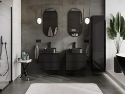 Mexen Orio armoire de salle de bain sous lavabo 60 cm avec plateau, 2 tiroirs, noir brillant - 91A10-06047-2-BFFC70