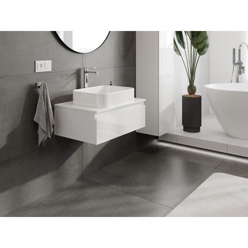 Mexen Orio meuble de salle de bain sous-vasque 70 cm avec plateau, 1 tiroir, blanc brillant - 91A10-07023-1-BFC00