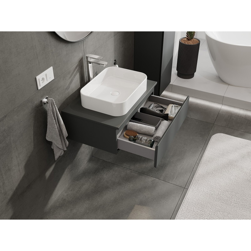 Mexen Orio armoire de salle de bain sous lavabo 70 cm avec plan de travail, 1 tiroir, graphite mat - 91A10-07023-1-BFC66