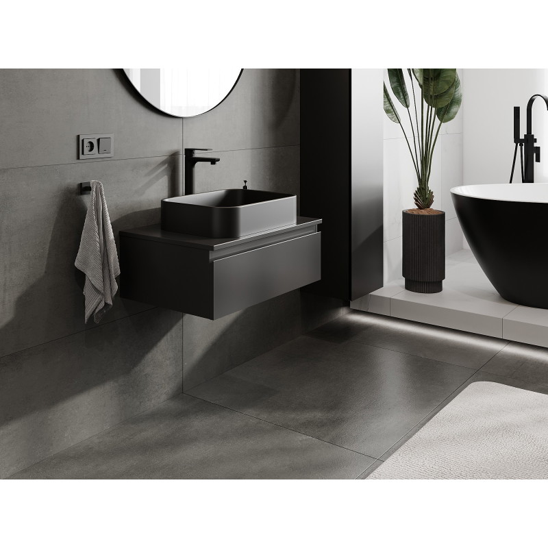 Mexen Orio armoire de salle de bain sous lavabo 70 cm avec plateau, 1 tiroir, noir mat - 91A10-07023-1-BFC71