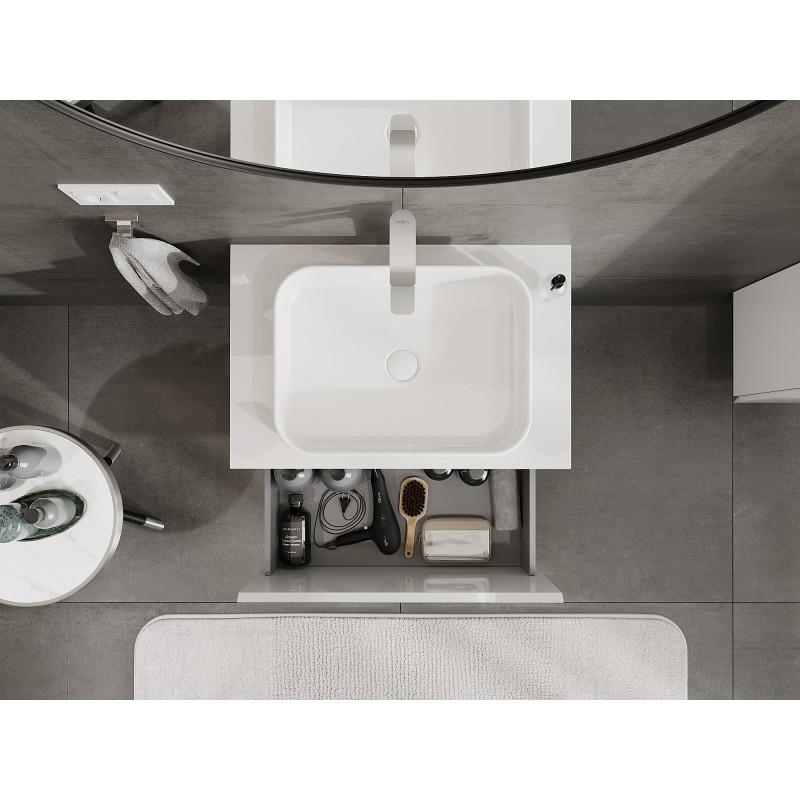 Mexen Orio meuble de salle de bains sous lavabo 70 cm avec plateau, 1 tiroir, blanc brillant - 91A10-07047-1-BFC00