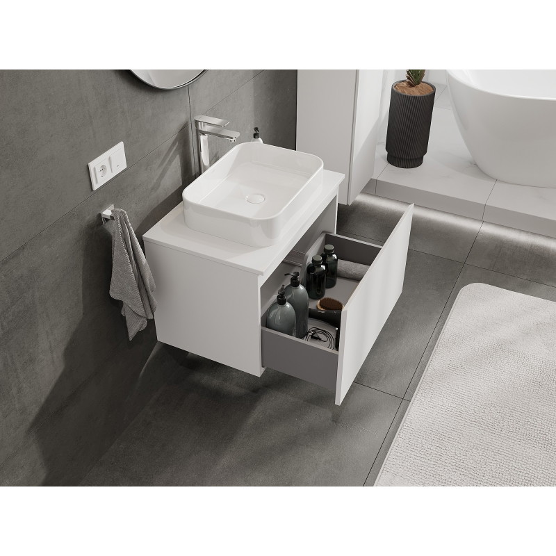 Mexen Orio armoire de salle de bain sous-vasque 70 cm avec plateau, 1 tiroir, blanc mat - 91A10-07047-1-BFC01