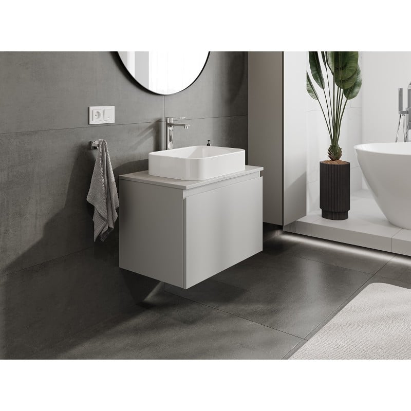 Mexen Orio armoire de salle de bain sous lavabo 70 cm avec plateau, 1 tiroir, gris mat - 91A10-07047-1-BFC62