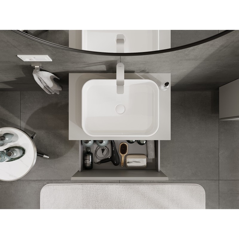 Mexen Orio armoire de salle de bain sous lavabo 70 cm avec plateau, 1 tiroir, gris mat - 91A10-07047-1-BFC62