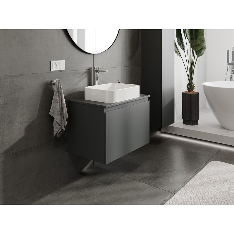 Mexen Orio meuble de salle de bain sous lavabo 70 cm avec plateau, 1 tiroir, graphite mat - 91A10-07047-1-BFC66