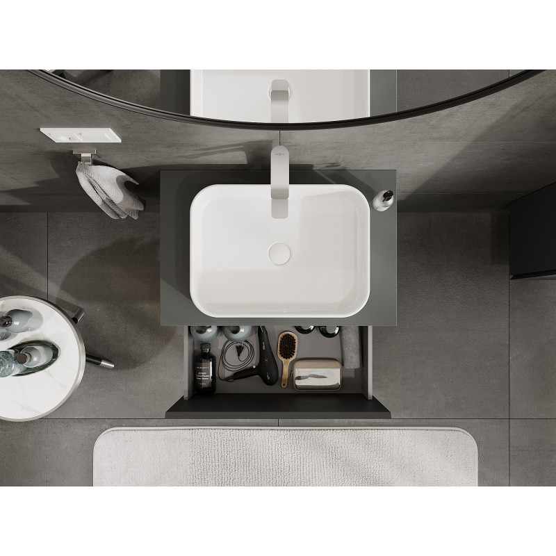 Mexen Orio meuble de salle de bain sous lavabo 70 cm avec plateau, 1 tiroir, graphite mat - 91A10-07047-1-BFC66