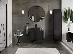 Mexen Orio meuble de salle de bain sous-lavabo 70 cm avec plateau, 1 tiroir, noir brillant - 91A10-07047-1-BFC70