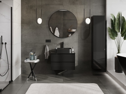 Mexen Orio meuble de salle de bains sous lavabo 70 cm avec plateau, 2 tiroirs, noir brillant - 91A10-07047-2-BFFC70