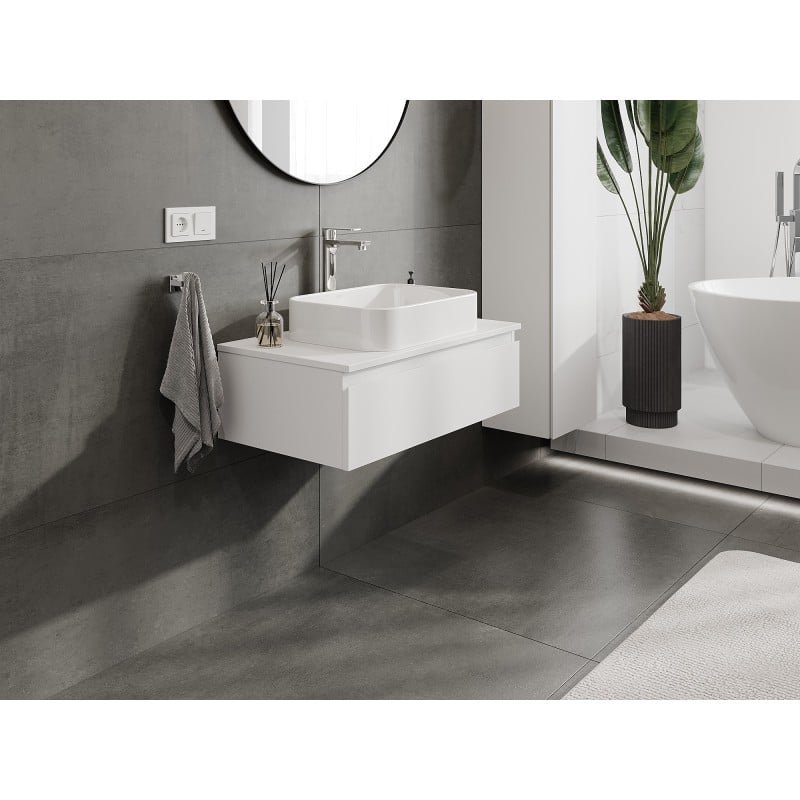 Mexen Orio meuble de salle de bain sous-lavabo 80 cm avec plan, 1 tiroir, blanc mat - 91A10-08023-1-BFC01