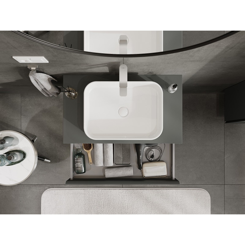Mexen Orio meuble de salle de bain sous lavabo 80 cm avec plan, 1 tiroir, graphite mat - 91A10-08023-1-BFC66