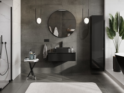 Mexen Orio armoire de salle de bain sous lavabo 80 cm avec plateau, 1 tiroir, noir brillant - 91A10-08023-1-BFC70