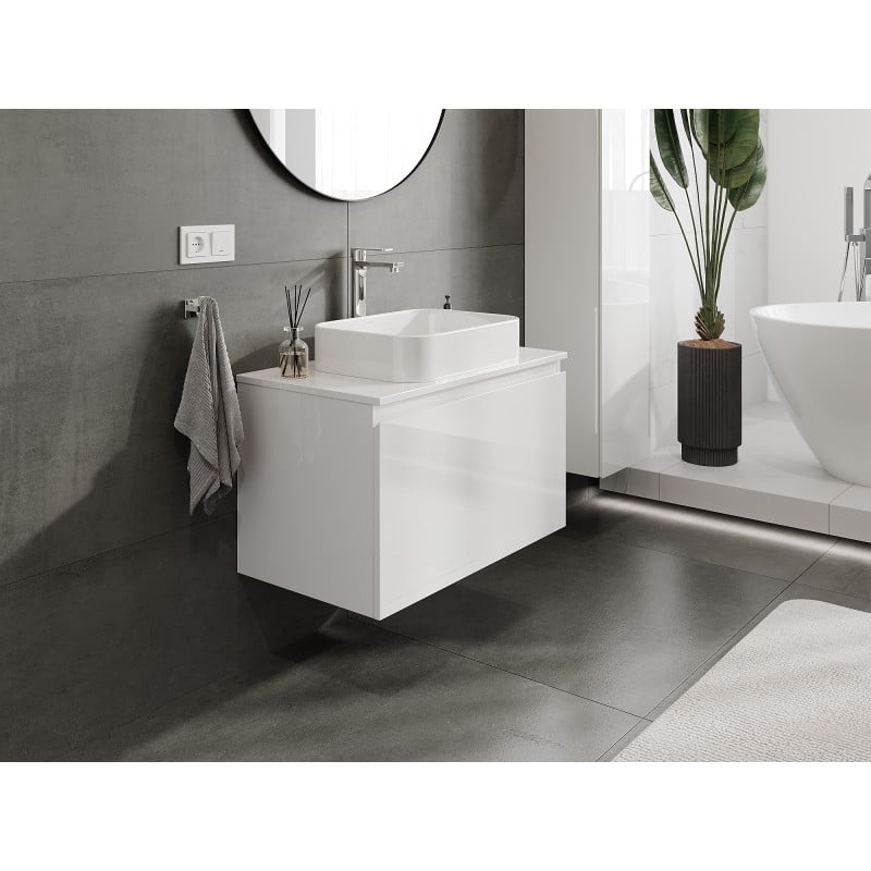 Mexen Orio armoire de salle de bain sous-lavabo 80 cm avec plateau, 1 tiroir, blanc brillant - 91A10-08047-1-BFC00