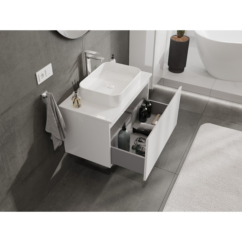 Mexen Orio armoire de salle de bain sous-lavabo 80 cm avec plateau, 1 tiroir, blanc brillant - 91A10-08047-1-BFC00