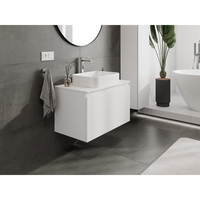 Mexen Orio meuble de salle de bains sous lavabo 80 cm avec plan, 1 tiroir, blanc mat - 91A10-08047-1-BFC01